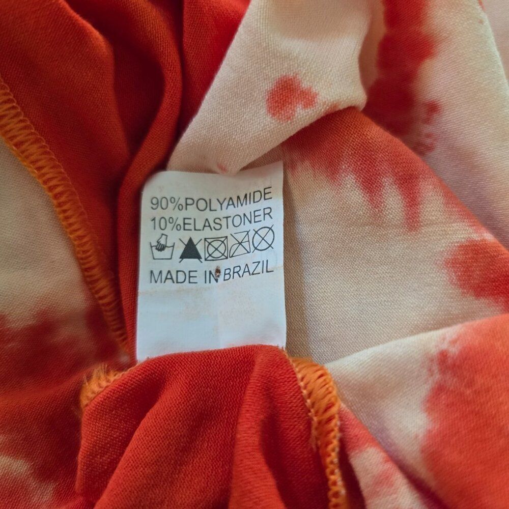 Shape Up Fitness Wear Tie Dye Orange Red Shark-Bite Back Tank Top Womens Sz M/L - Picture 8 of 8